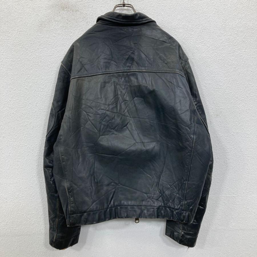 パイロット レザージャケット XLサイズ位 フランス YKKジップ ネイビー