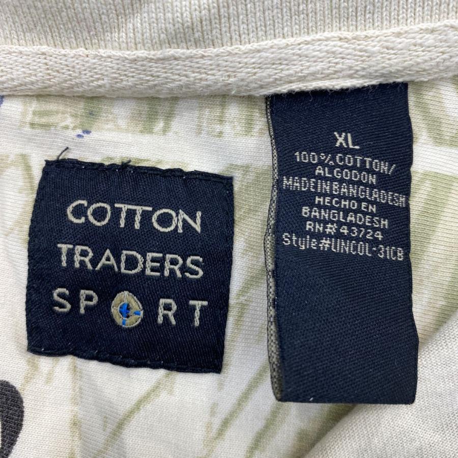 COTTON TRADERS SPORT 半袖 ポロシャツ XL ライトベージュ 星条旗 総柄 