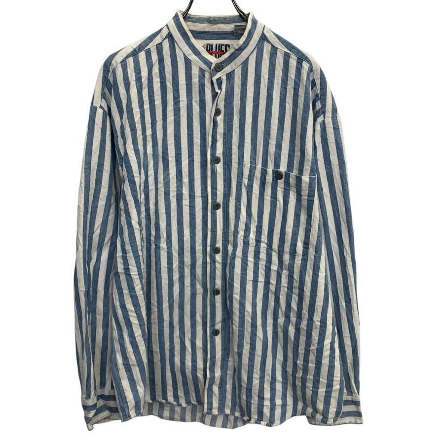 ROYAL BLUES 長袖 ストライプシャツ L ブルー ホワイト ロイヤル