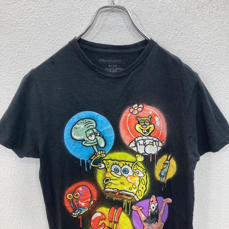 半袖 プリント Tシャツ スポンジボブ S ブラック キャラクタープリント 