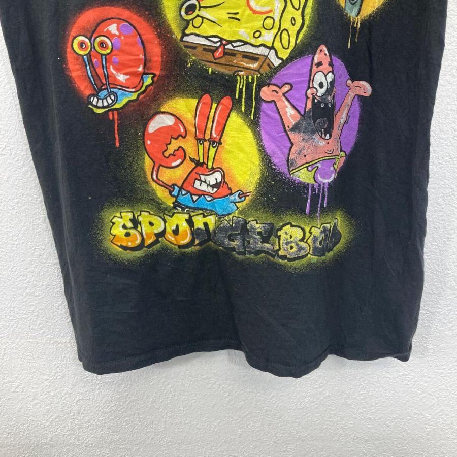 半袖 プリント Tシャツ スポンジボブ S ブラック キャラクタープリント
