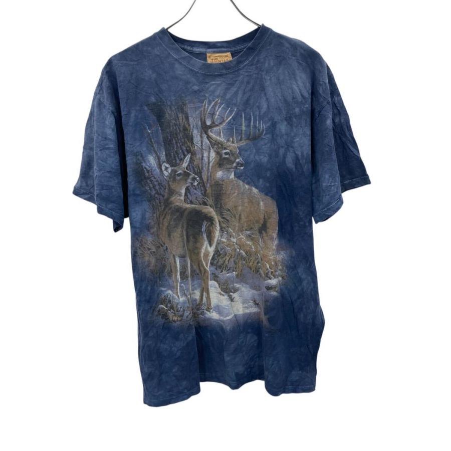 THEMOUNTAIN 半袖 プリントTシャツ XL ブルー タイダイ プルオーバー