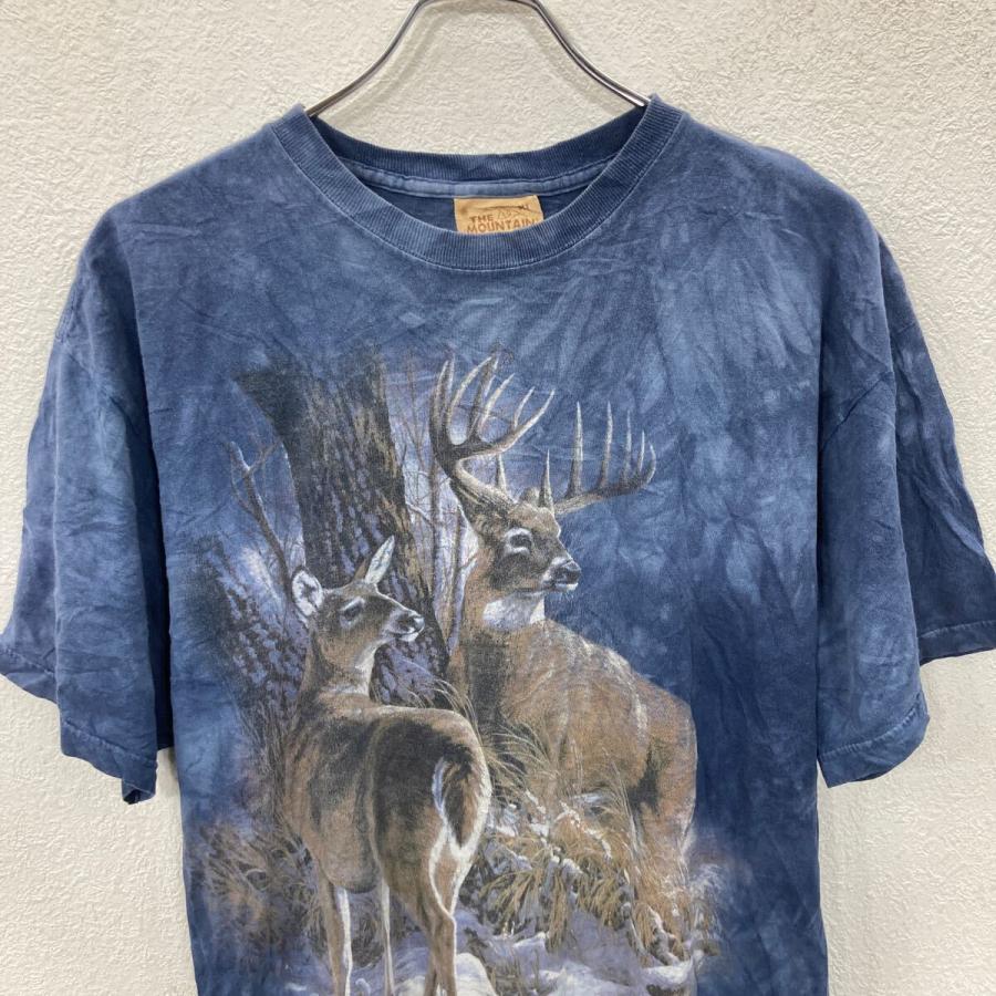 THEMOUNTAIN 半袖 プリントTシャツ XL ブルー タイダイ プルオーバー