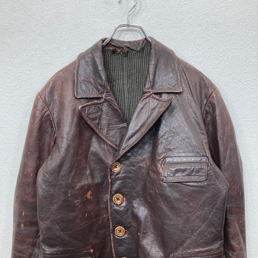 ユーロ レザーカーコート ブラウン Mサイズ 〜50's ダブルブレスト