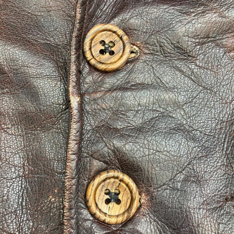 ユーロ レザーカーコート ブラウン Mサイズ 〜50's ダブルブレスト