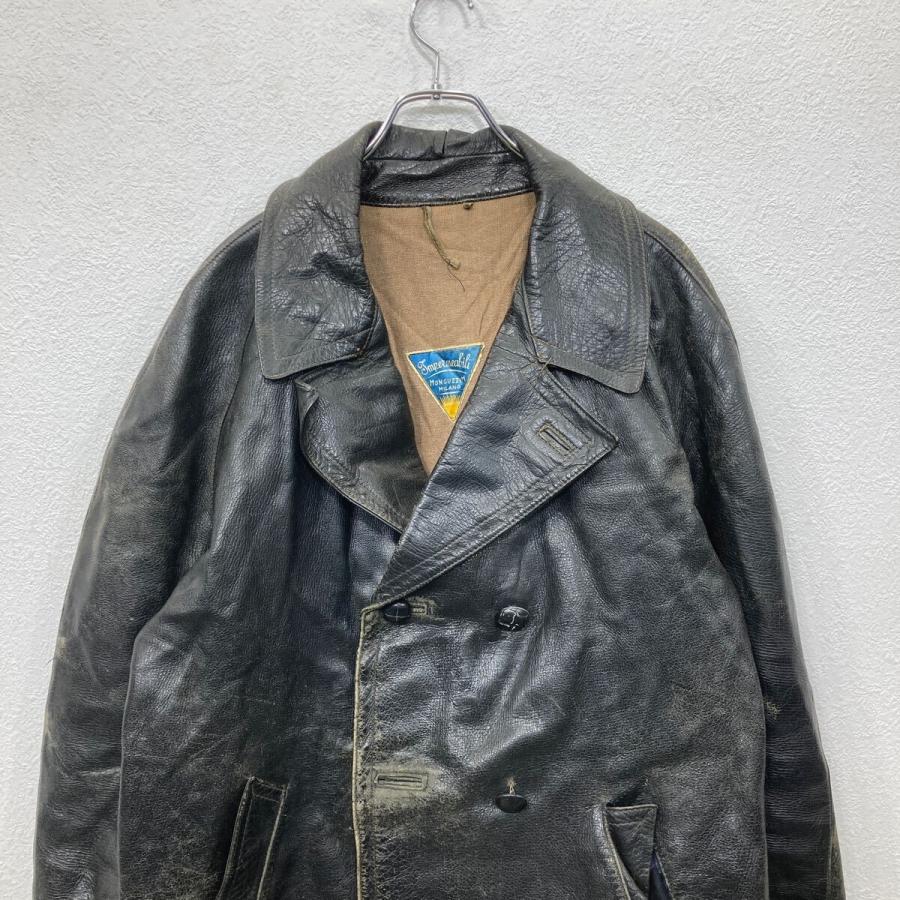 MONGUZZIM MILANO ユーロレザーカーコート ブラック Lサイズ位 40年代
