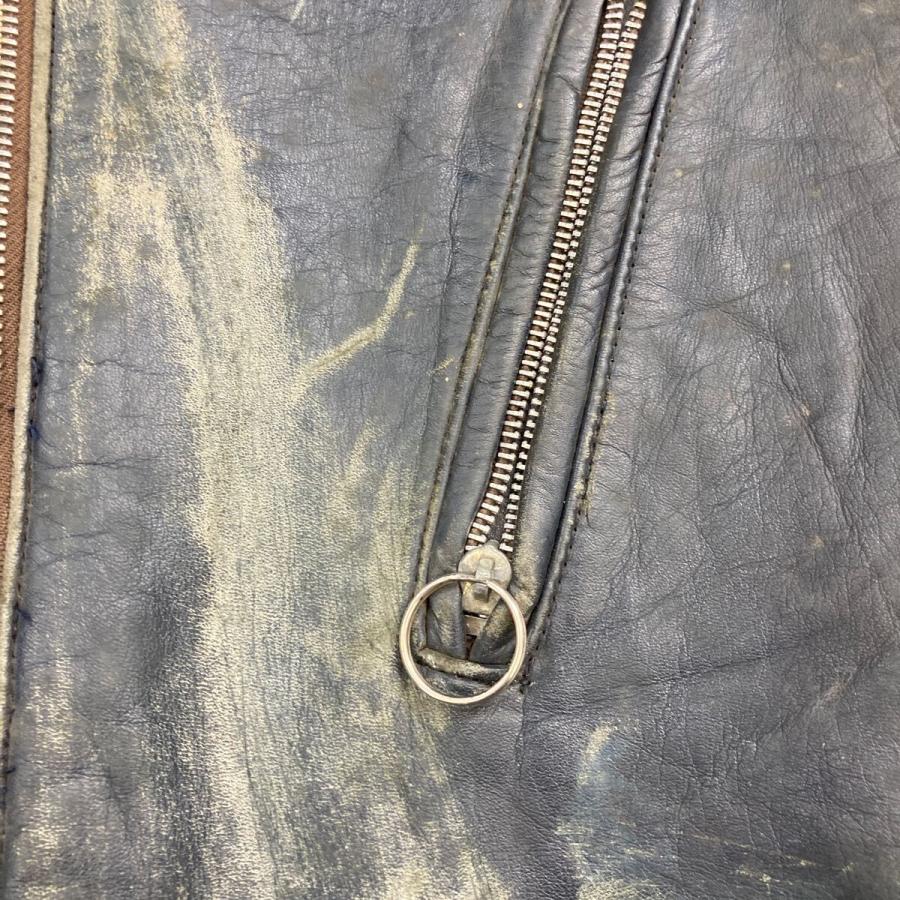 Lewis Leathers ライダースジャケット Lサイズ ネイビー ルイスレザー ファントム 70's 英国製 古着卸 アメリカ仕入 a705-5435の画像