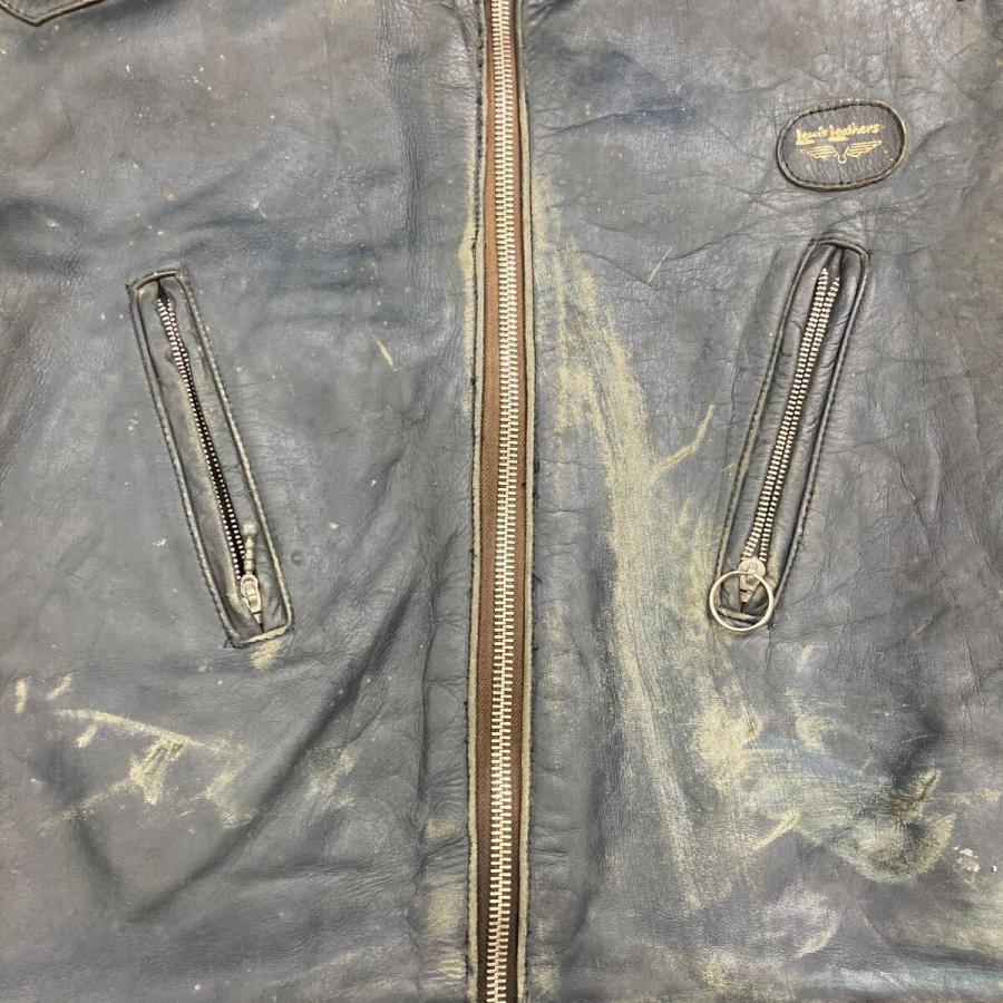 Lewis Leathers ライダースジャケット Lサイズ ネイビー ルイスレザー ファントム 70's 英国製 古着卸 アメリカ仕入 a705-5435の画像