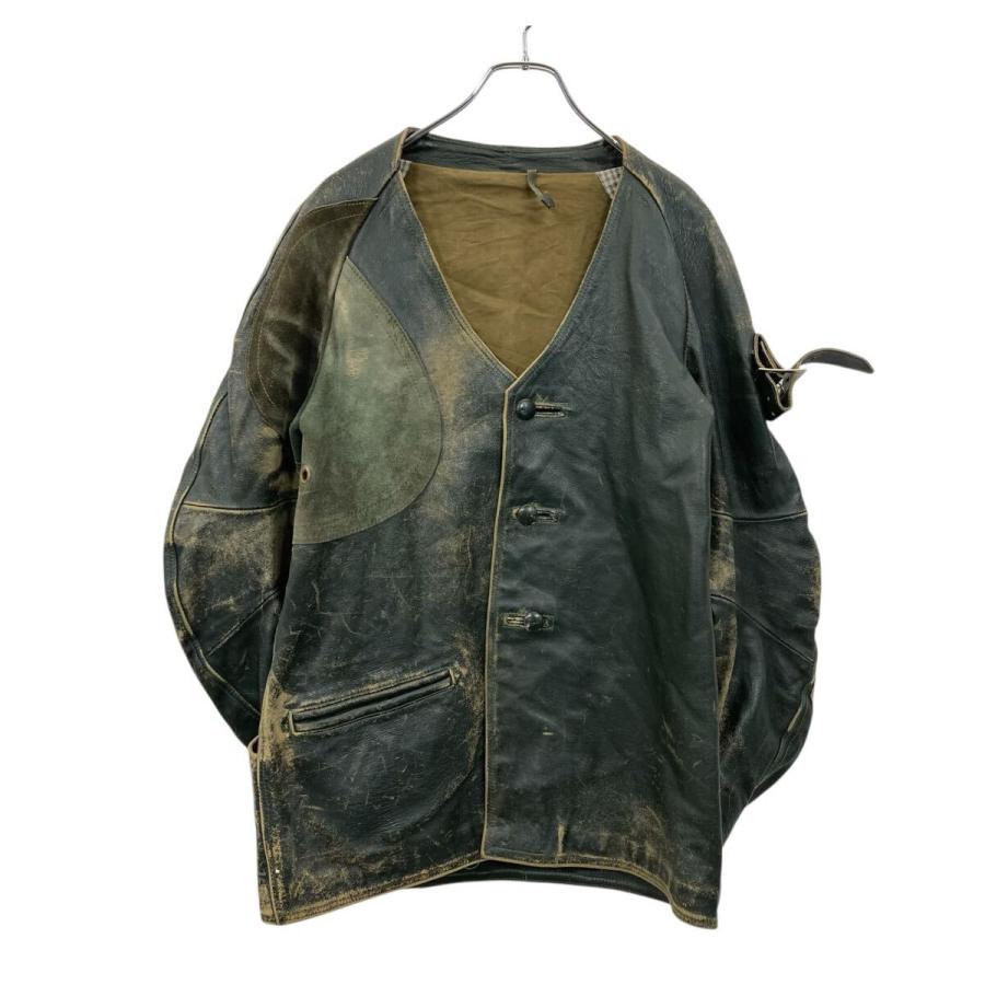 ユーロ レザージャケット Lサイズ グリーン シューティングジャケット
