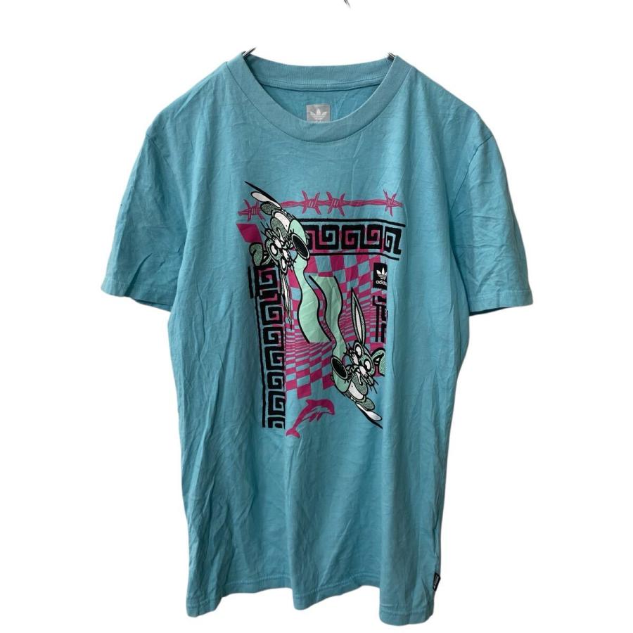 adidas 半袖 プリントTシャツ S ライトブルー アディダス うさぎ 古着