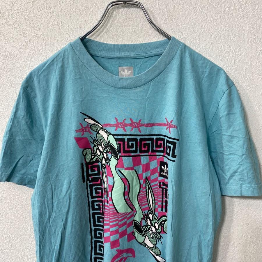 adidas 半袖 プリントTシャツ S ライトブルー アディダス うさぎ 古着