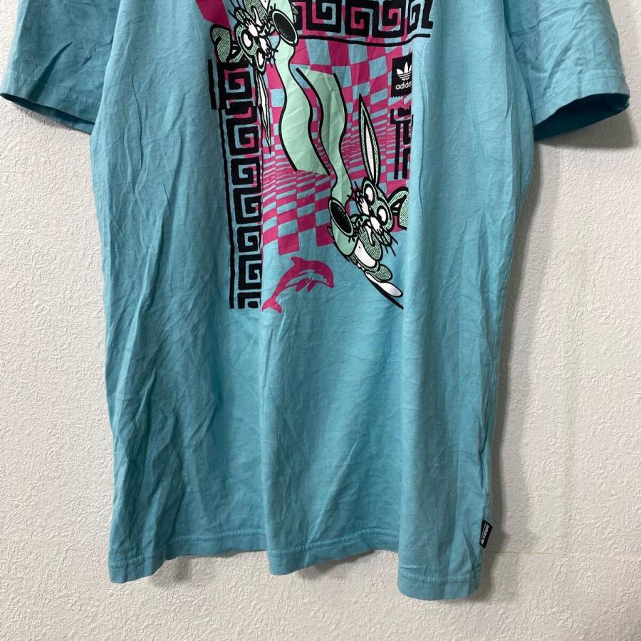 adidas 半袖 プリントTシャツ S ライトブルー アディダス うさぎ 古着
