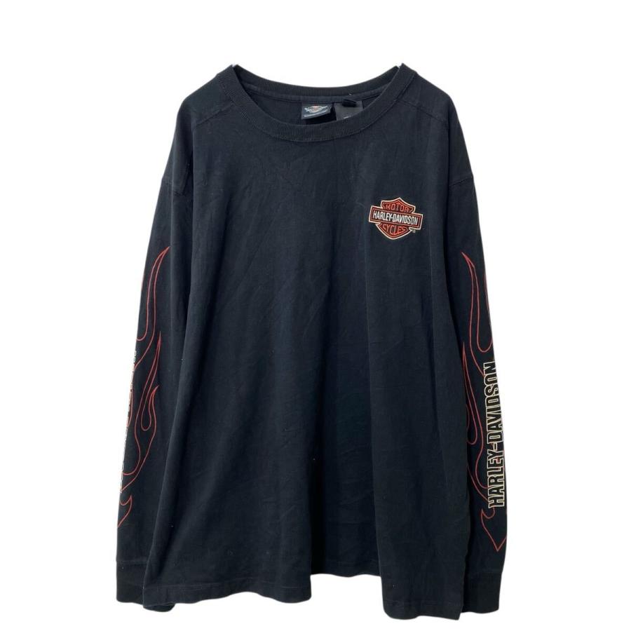 HARLEY-DAVIDSON 長袖 刺繍ロゴTシャツ 2XL ブラック ハーレー