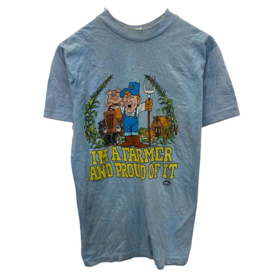 半袖 プリントTシャツ S ライトブルー プルオーバー アメリカ製 70's