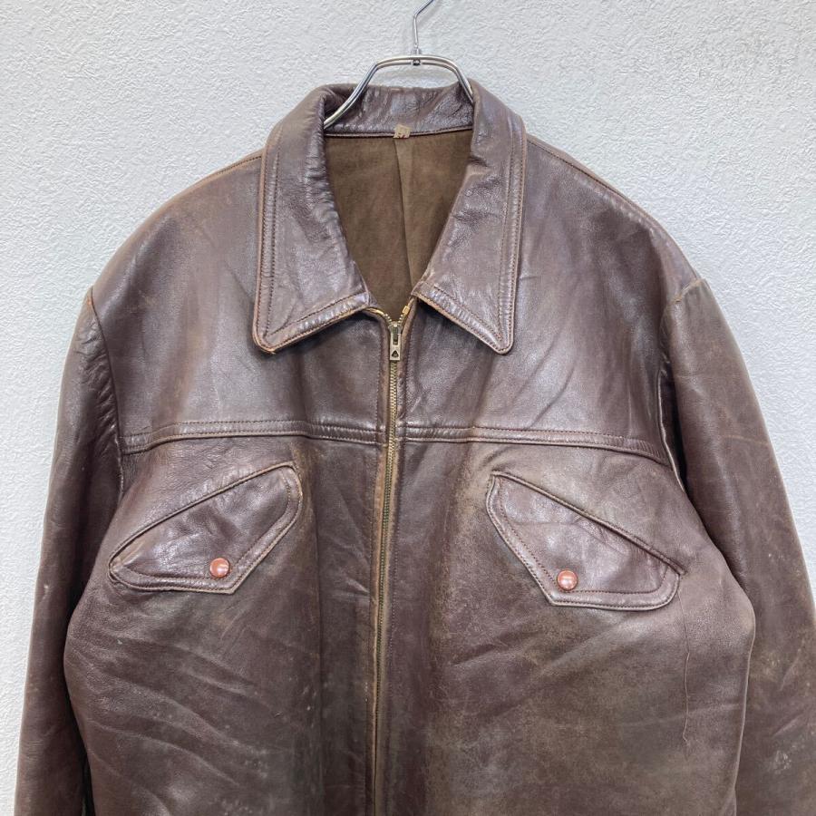 ユーロ レザーカーコート Lサイズ ブラウン 〜50's フランス ECLAIR