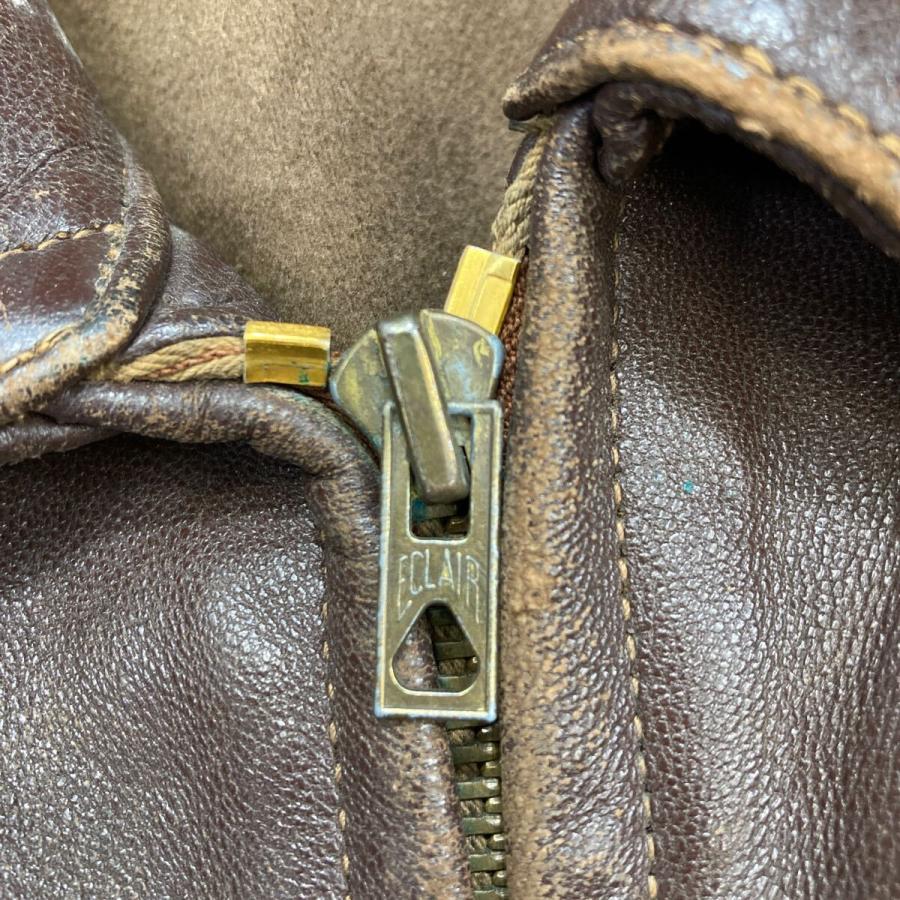 ユーロ レザーカーコート Lサイズ ブラウン 〜50's フランス ECLAIR