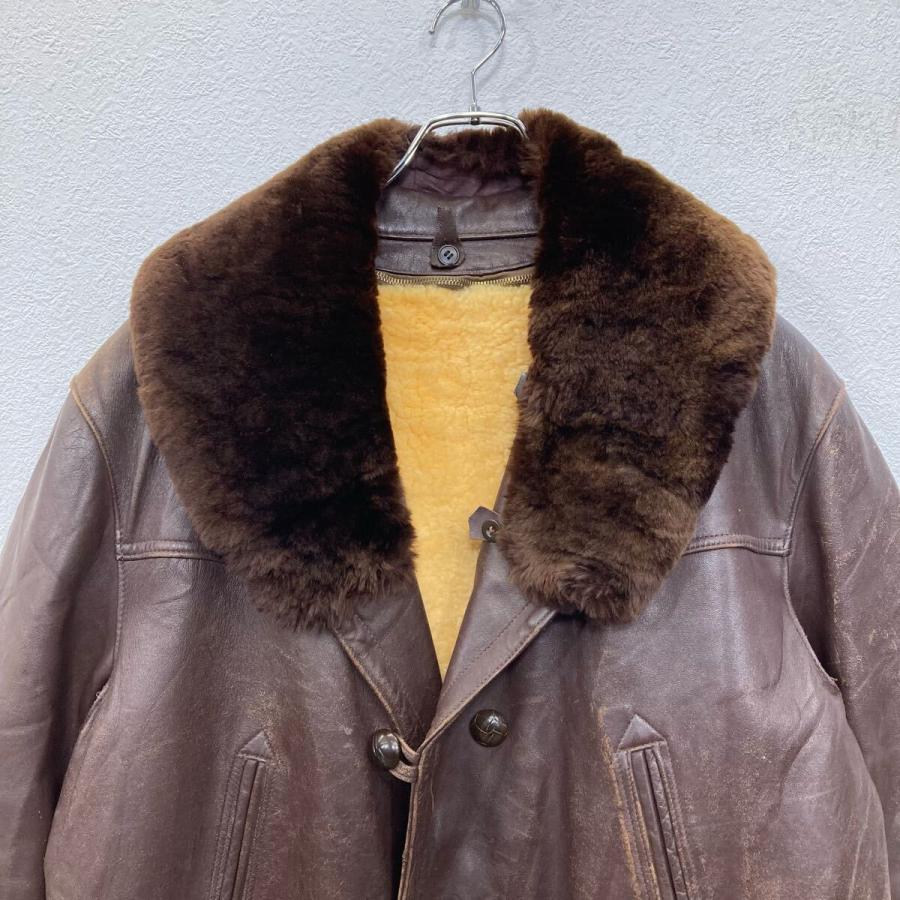 ユーロ レザーカーコート XLサイズ ブラウン 〜50's ムートン ランチ
