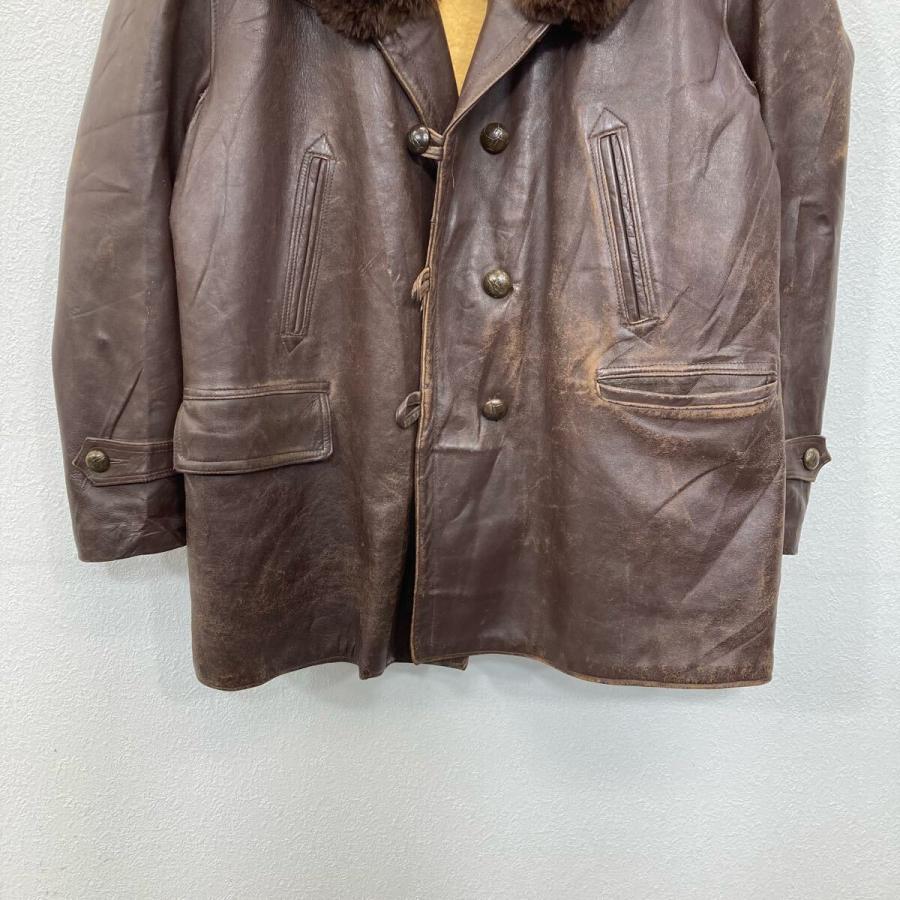 ユーロ レザーカーコート XLサイズ ブラウン 〜50's ムートン ランチ