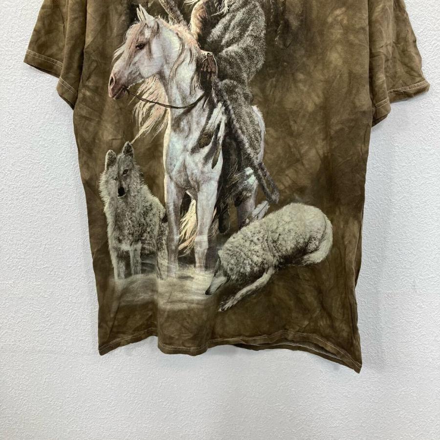 GILDAN インディアン 半袖 プリントTシャツ L カーキ タイダイ