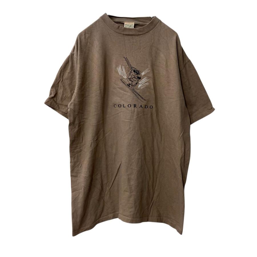 SUTTON'S 半袖 プリントTシャツ L ブラウン プルオーバー コロラド USA