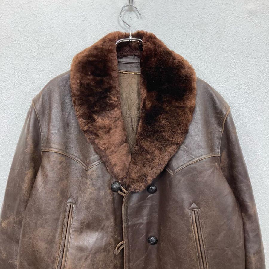ユーロ レザーカーコート XLサイズ ブラウン 60's〜 ムートン 古着卸
