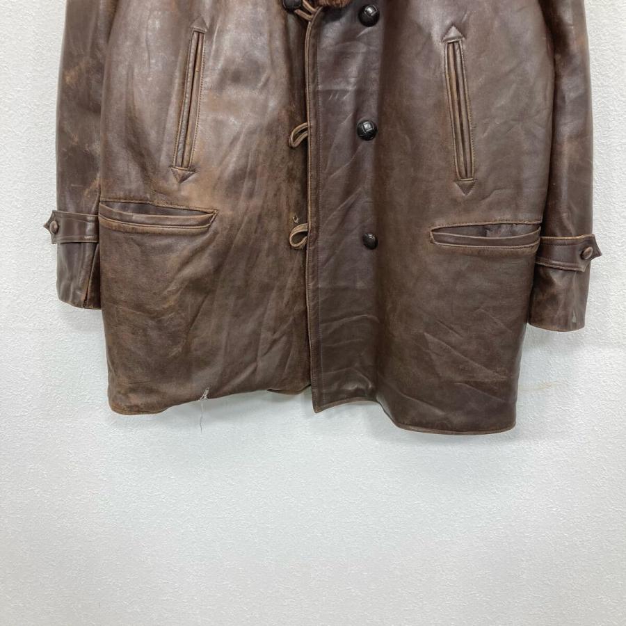 ユーロ レザーカーコート XLサイズ ブラウン 60's〜 ムートン 古着卸