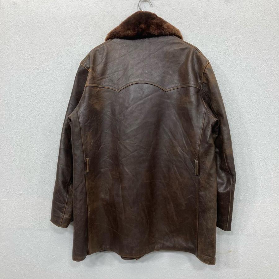 ユーロ レザーカーコート XLサイズ ブラウン 60's〜 ムートン 古着卸