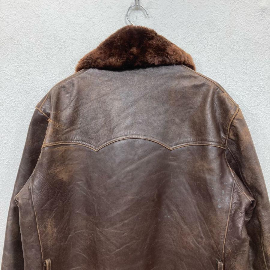 ユーロ レザーカーコート XLサイズ ブラウン 60's〜 ムートン 古着卸