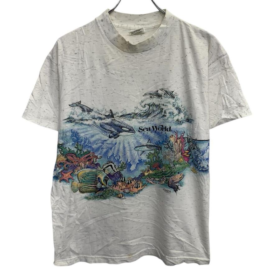 SANSEGAL 半袖 プリントTシャツ L ホワイト プルオーバー アメリカ製