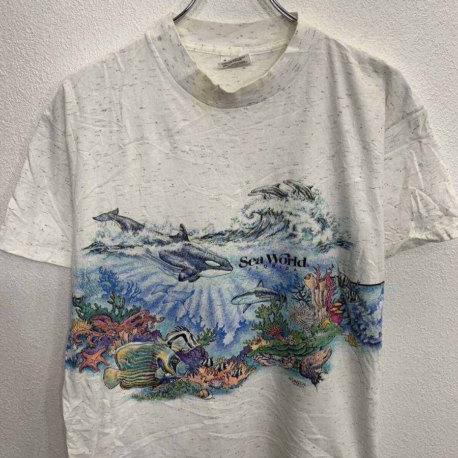 SANSEGAL 半袖 プリントTシャツ L ホワイト プルオーバー アメリカ製