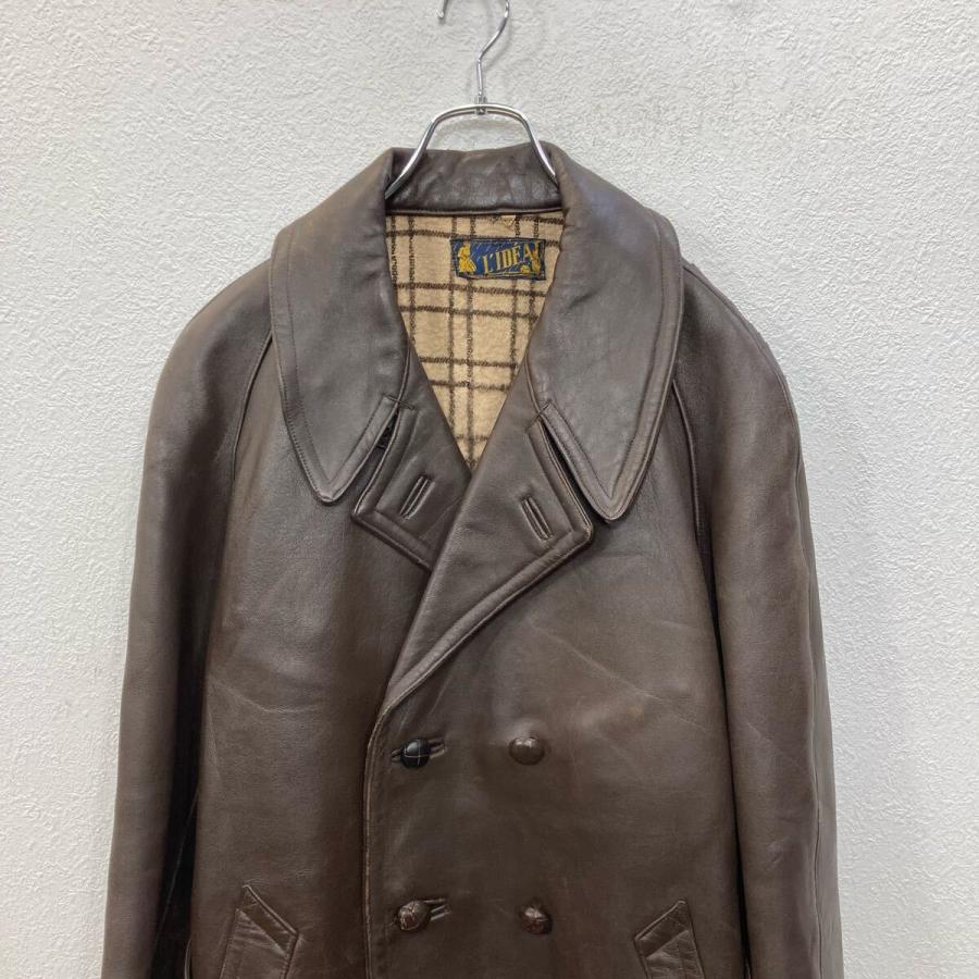 L'IDEAL ユーロ レザーカーコートジャケット Mサイズ ブラウン 50's