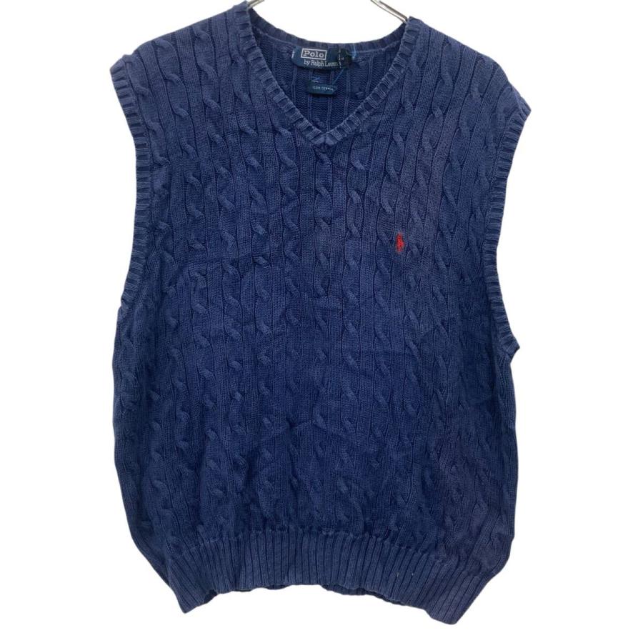 Polo Ralph Lauren コットンニット セーター ベスト L ネイビー ポロ 