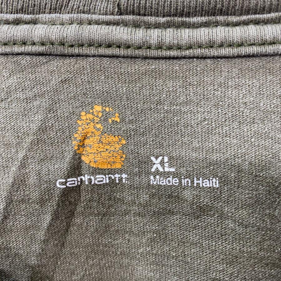 Carhartt 長袖 プリントTシャツ XL オリーブ カーキ カーハート プル 