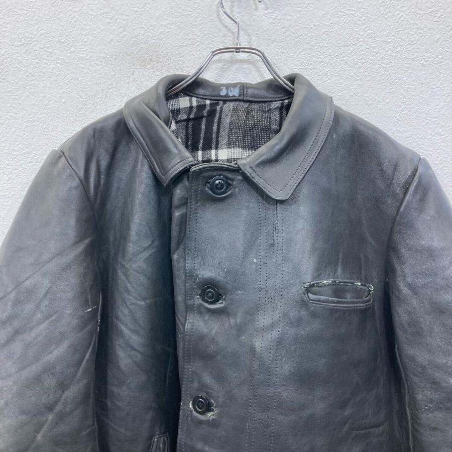 CVF レザージャケット L〜 ブラック ボタン 裏チェック ベンチ