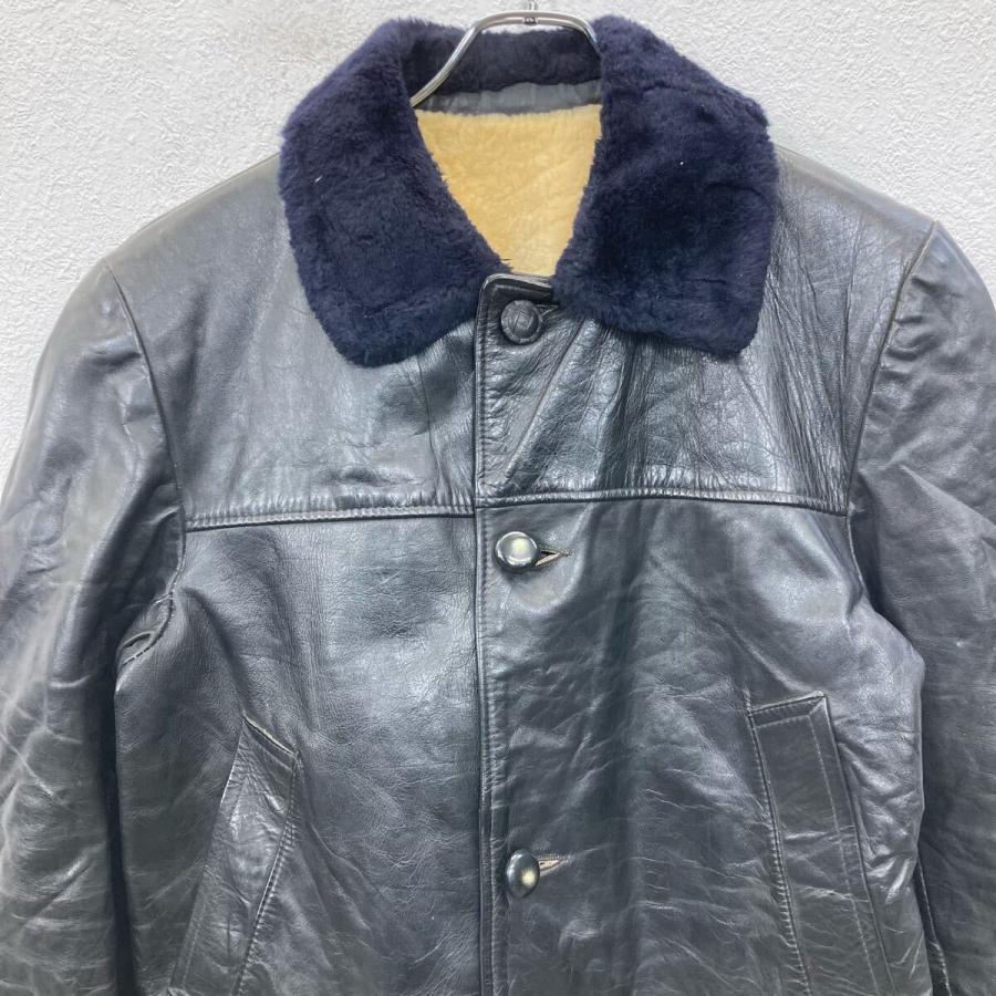 ユーロ レザーカーコート Mサイズ位 ブラック カナダ ムートン