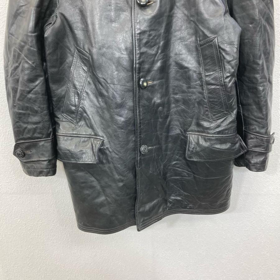 ユーロ レザーカーコート Mサイズ位 ブラック カナダ ムートン