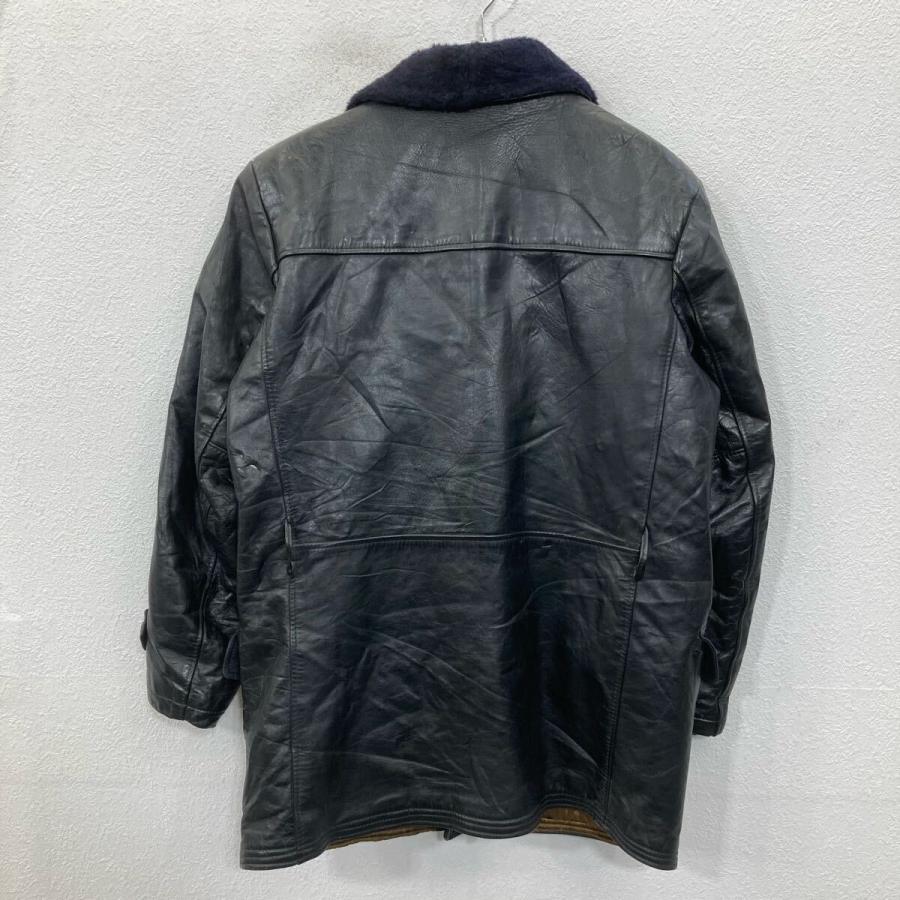 ユーロ レザーカーコート Mサイズ位 ブラック カナダ ムートン