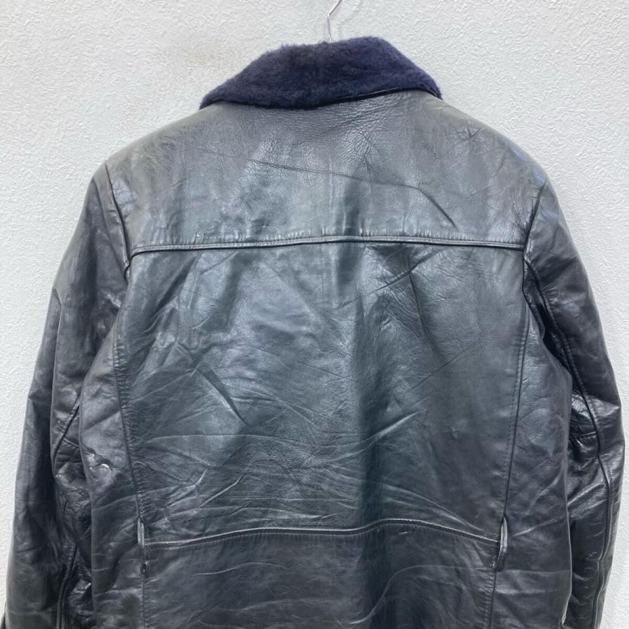 ユーロ レザーカーコート Mサイズ位 ブラック カナダ ムートン