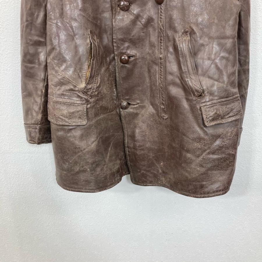 ユーロ レザーカーコートジャケット XLサイズ ブラウン 50's