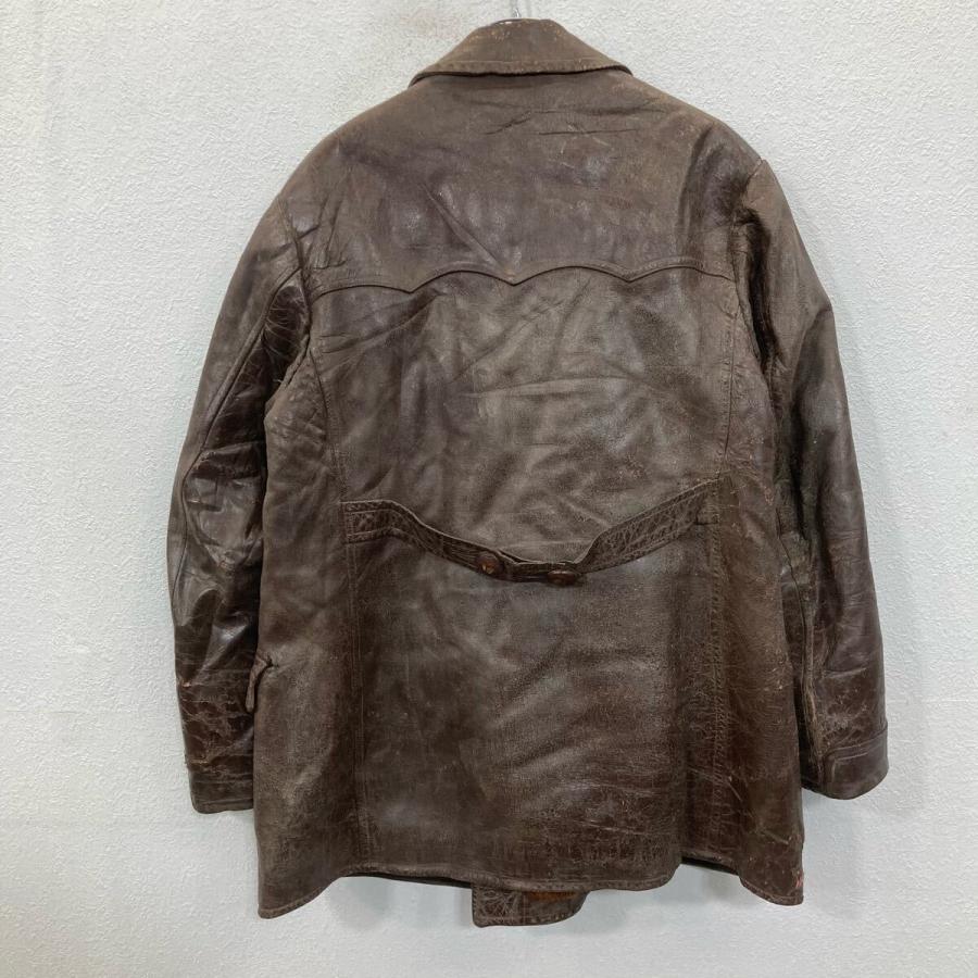 ユーロ レザーカーコートジャケット XLサイズ ブラウン 50's