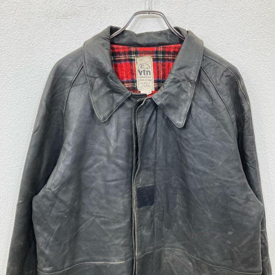 【即日発送・EU古着】フランス古着　レザージャケット　カーコート　黒　M VTN ユーロ レザーカーコート Mサイズ位 ブラック フランス製