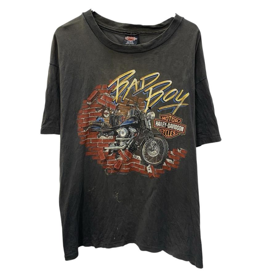 HARLEY DAVIDSON 半袖 プリントTシャツ XL フェードブラック ハーレー