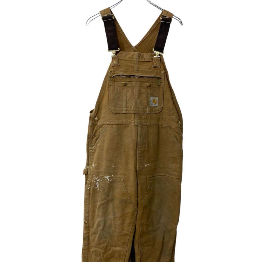 Carhartt 中綿 ダック ダブルニー オーバーオール W38 ブラウン