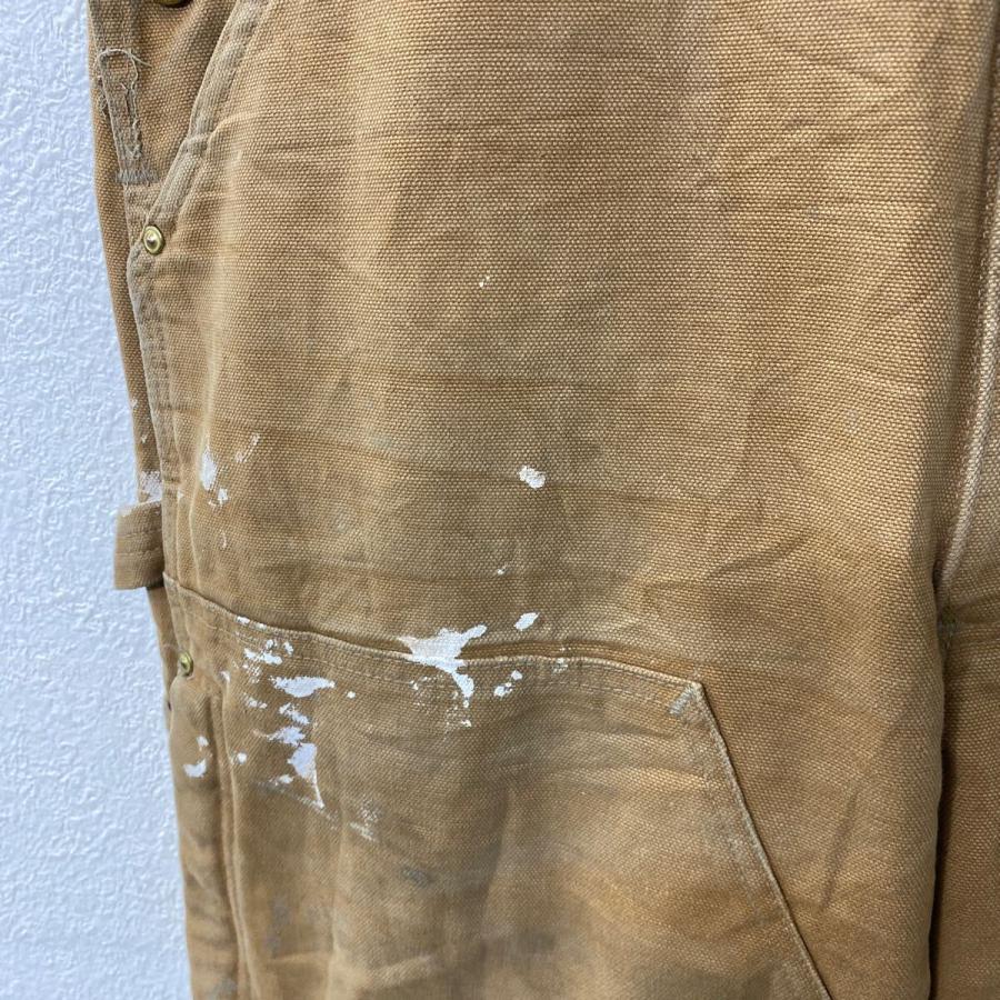 Carhartt 中綿 ダック ダブルニー オーバーオール W38 ブラウン