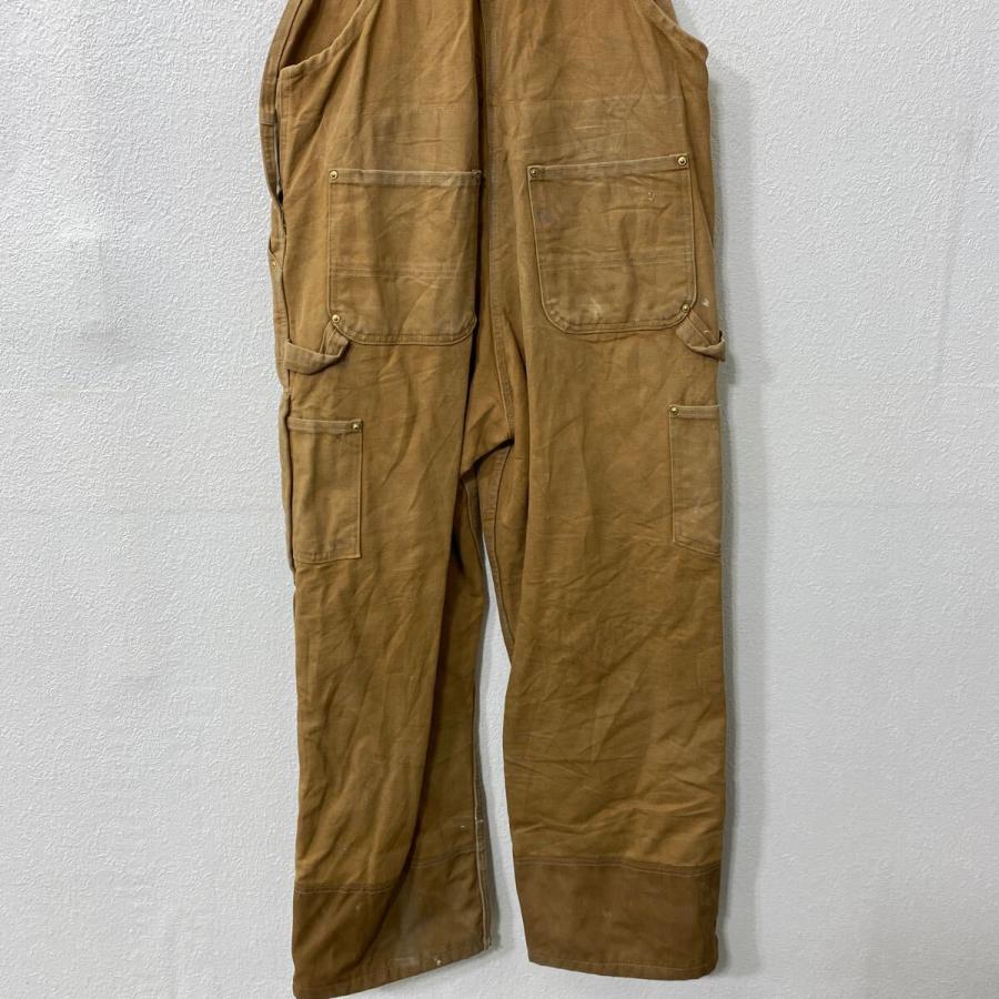 オーバーオール カーハート Carhartt 茶 32インチ ダブルニー 中綿サロペット carhartt US古着 90s ダブルニー 古着 中綿入り ダック パンツ