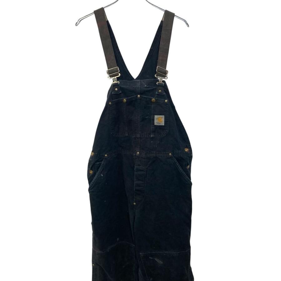 Carharttブラック コットン オーバーオール Carhartt 中綿 ダック オーバーオール M〜 ブラック カーハート