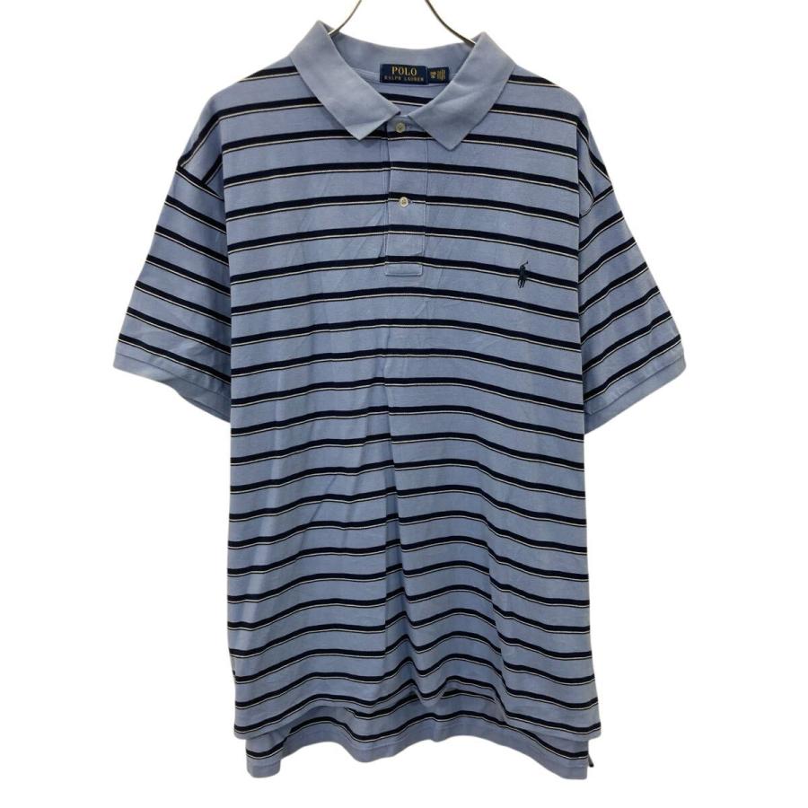 POLO RALPH LAUREN 半袖 ロゴポロシャツ 2XB ブルー×ネイビー×ボーダー