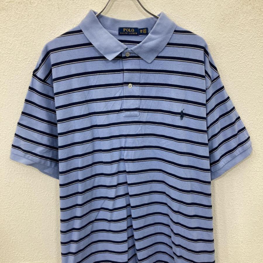 POLO RALPH LAUREN 半袖 ロゴポロシャツ 2XB ブルー×ネイビー×ボーダー