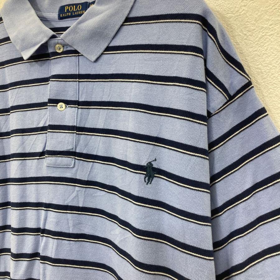 POLO RALPH LAUREN 半袖 ロゴポロシャツ 2XB ブルー×ネイビー×ボーダー
