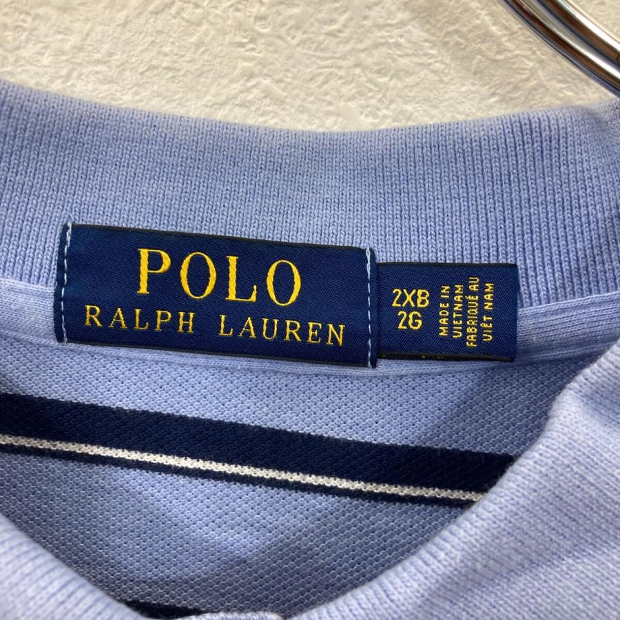 POLO RALPH LAUREN 半袖 ロゴポロシャツ 2XB ブルー×ネイビー×ボーダー